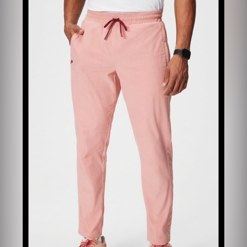 Fabletics Men's Corduroy Drawstring Pants in Dusty Pink